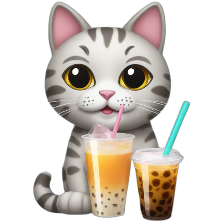cat drinking bubble tea emoji