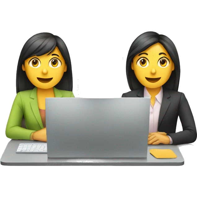 2 personnes travaillent ensemble sur 1 ordinateur emoji