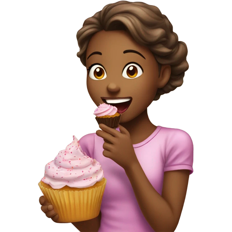  Girl eating cupcake  emoji