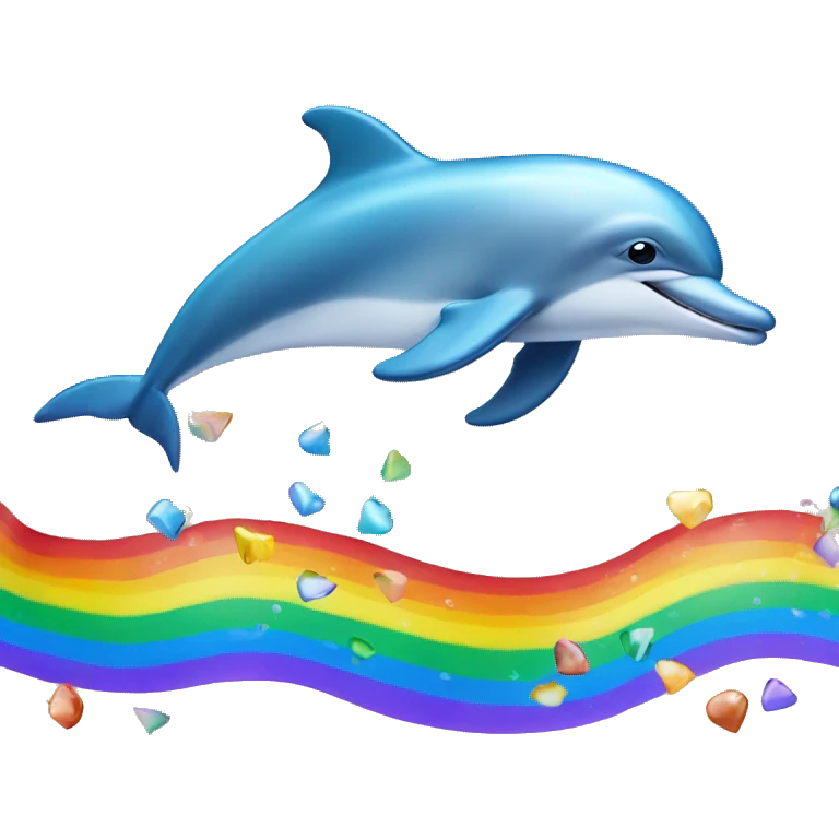 Dolphin jumping over a rainbow emoji
