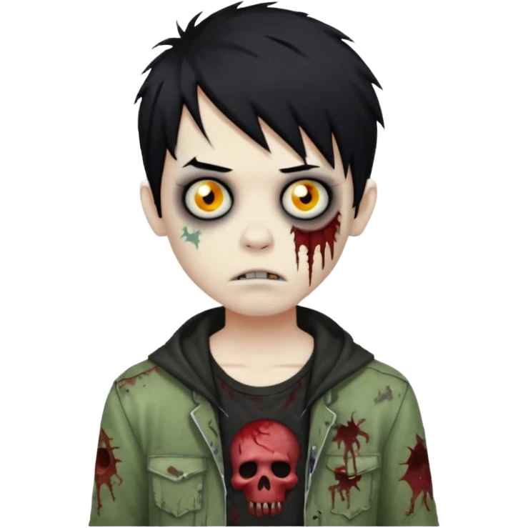 boy zombie with black hair emo emoji