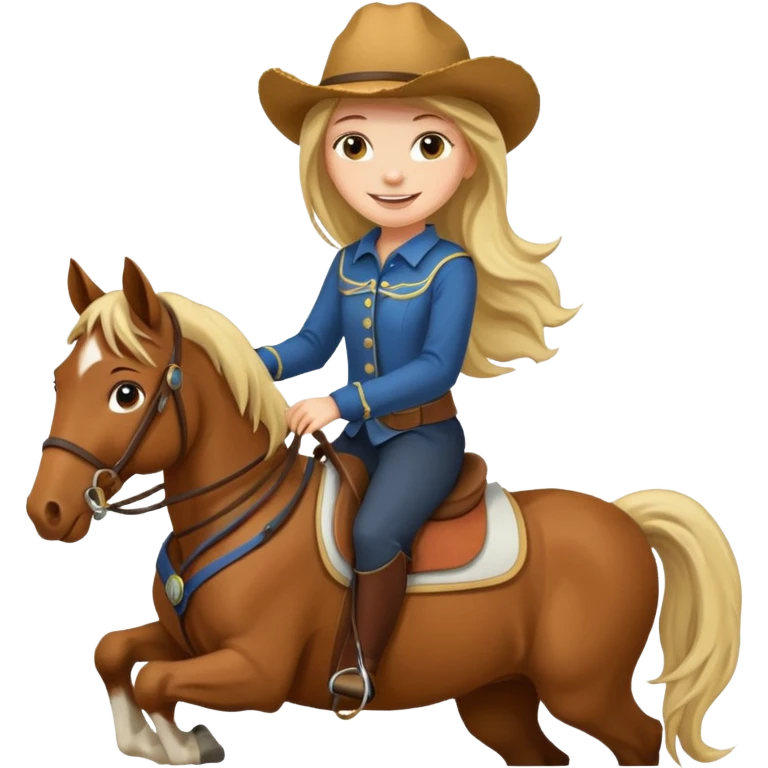 smiling girl with long hair riding horse emoji