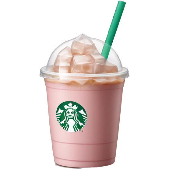 light pink starbucks ice coffee with ice cubes emoji