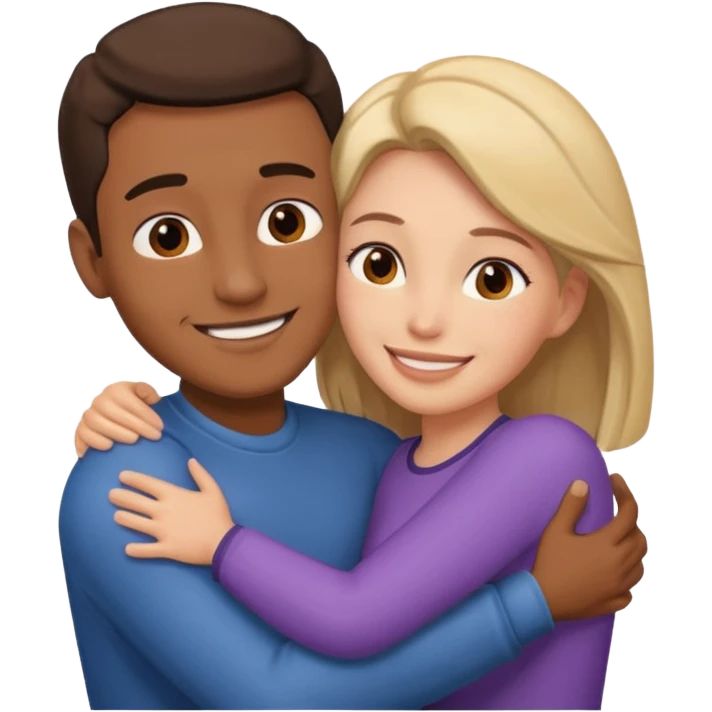 Two people hugging facing each other, one male one female emoji