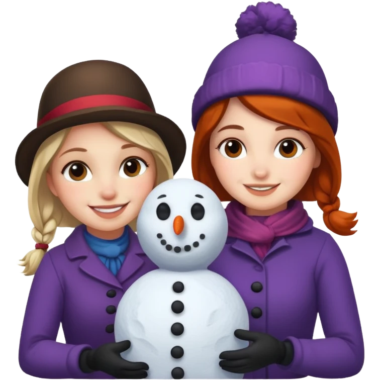 Virginia Poe and Maria Clemm building a snowman emoji