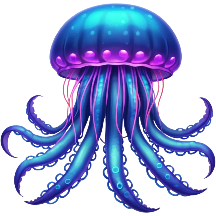 Neon glowing jellyfish-crab-squi emoji