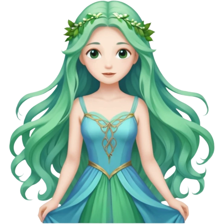Beautiful pastel white and green and blue fae-lady divine gorgeous beautiful with nature background  emoji