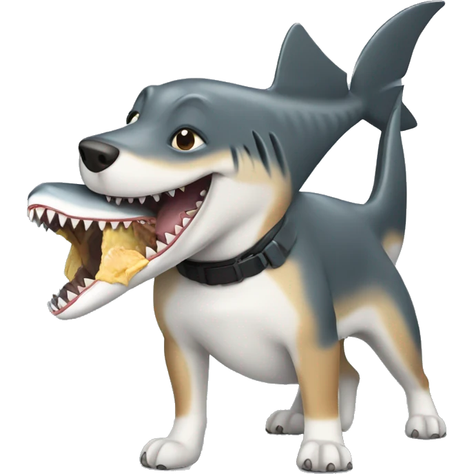 Dog eating a shark emoji