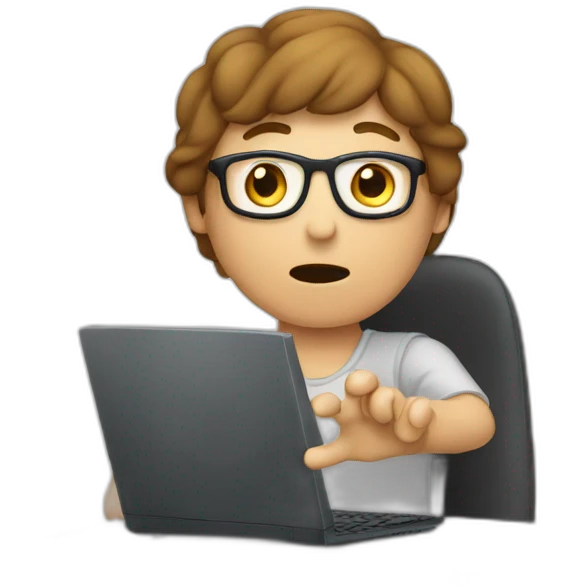 person with computer doing stop with hand emoji