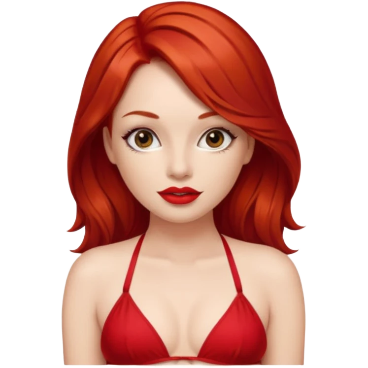 red hair bikini. red lipstick. Beautiful emoji