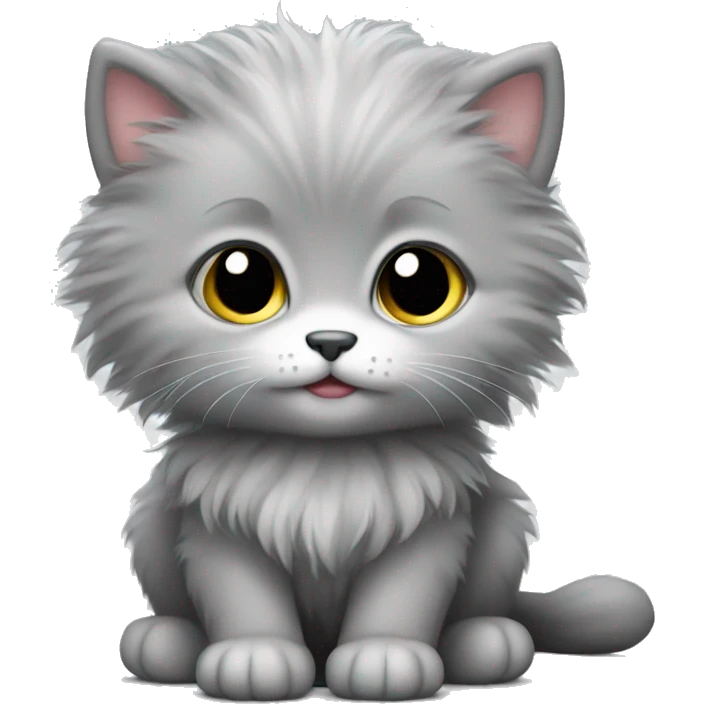 Cute grey fluffy kitten emoji