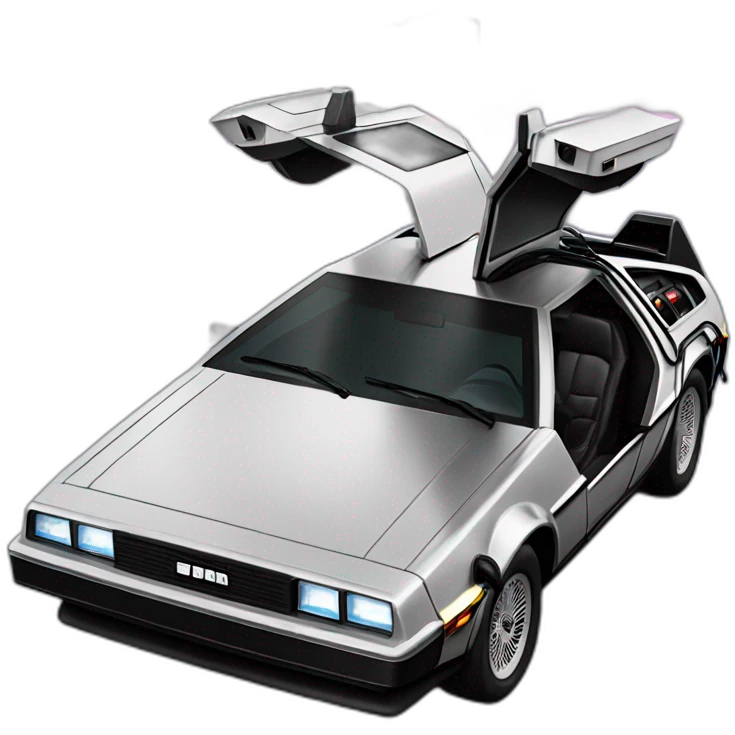 delorean with lightning emoji