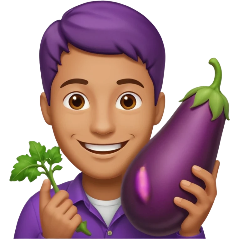 Man and eggplant emoji