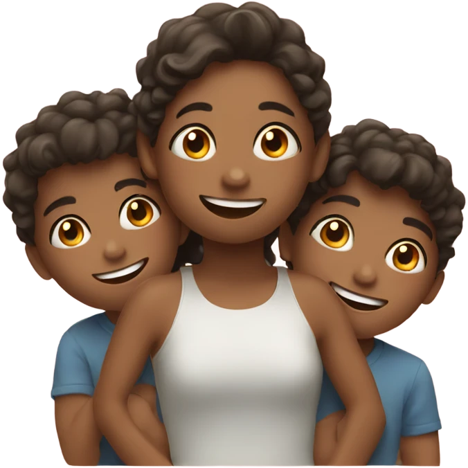 happy girl with boys indoors emoji