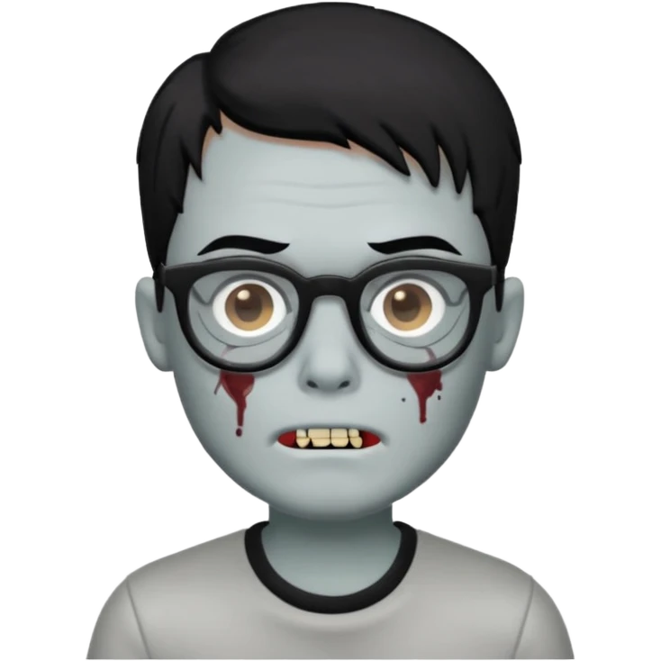 zombie boy with black hair and glasses bitmoji emoji