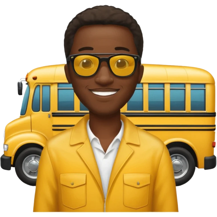 a school bus with a jamaican man saying bomboclat emoji