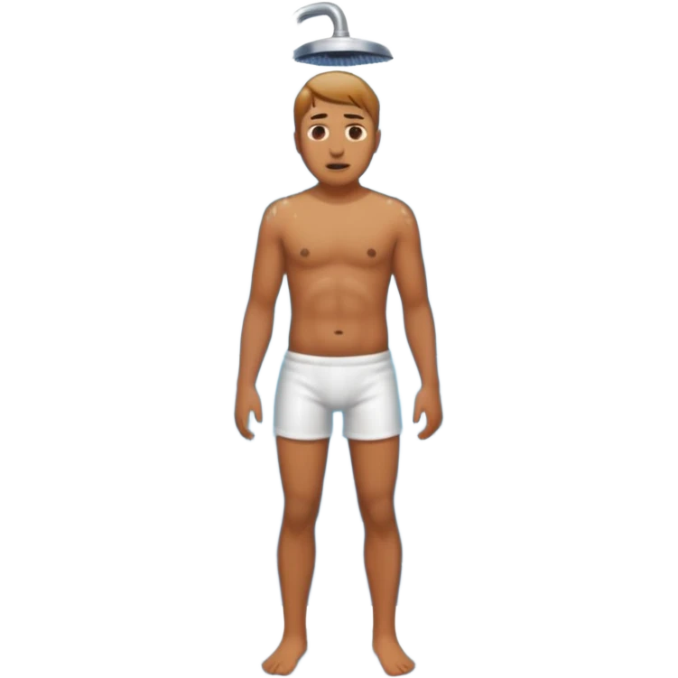 Man in shower full body no underwear emoji