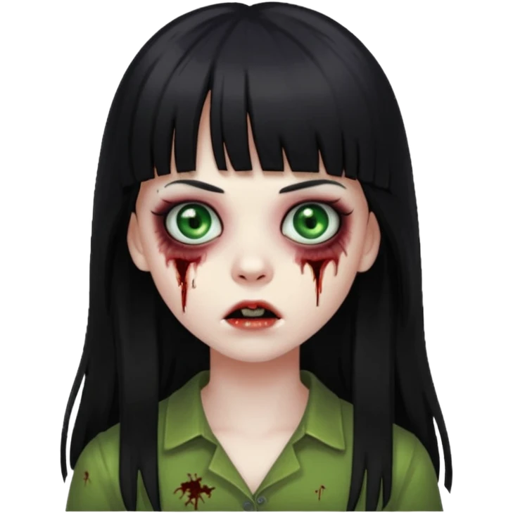 girl zombie with black long hair and bangs emoji