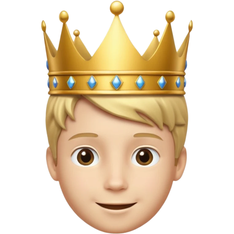 Royal Kid boy with fancy crown head 3d only face half rotate emoji