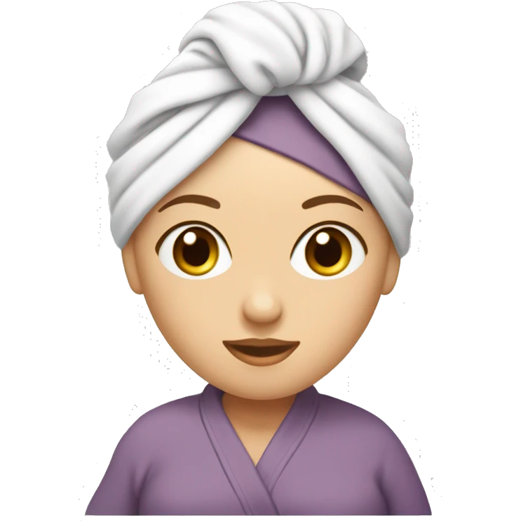 White Girl with a towel on her head in the form of a turban and a bathrobe emoji