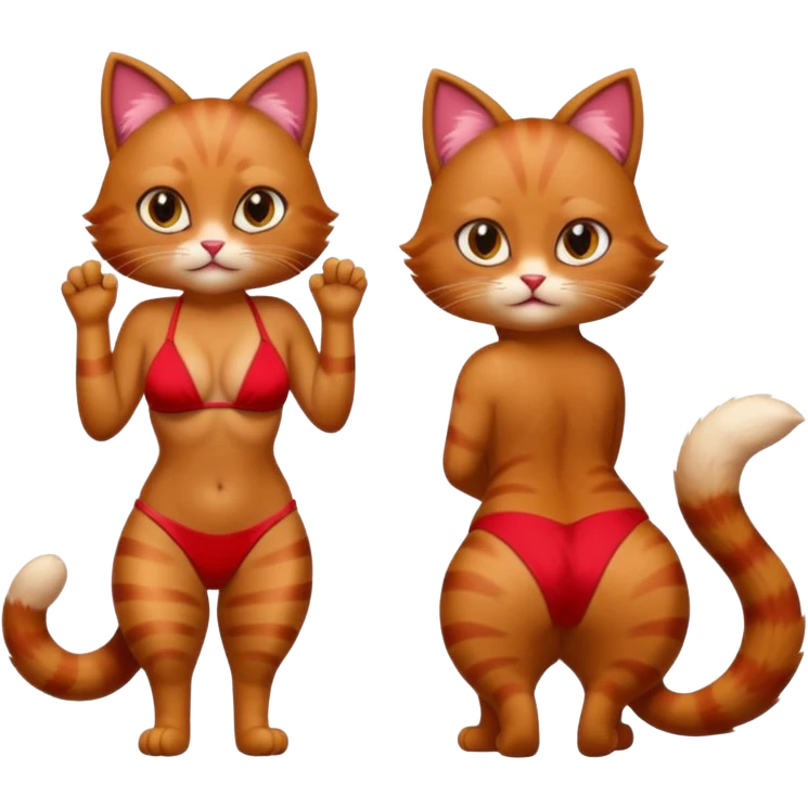 Brown cat in a sexy red bikini emoji