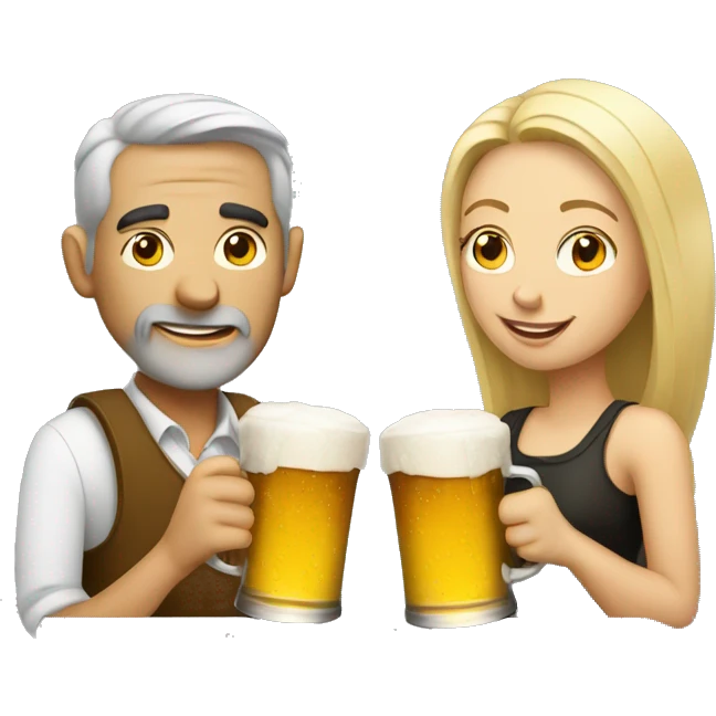 Man and woman with cups of beer emoji