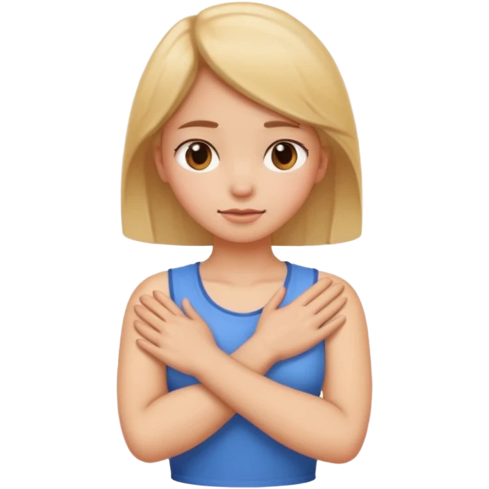 Arms crossed holding neck girl emoji