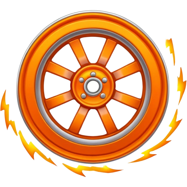 a car wheel from under which sparks fly emoji