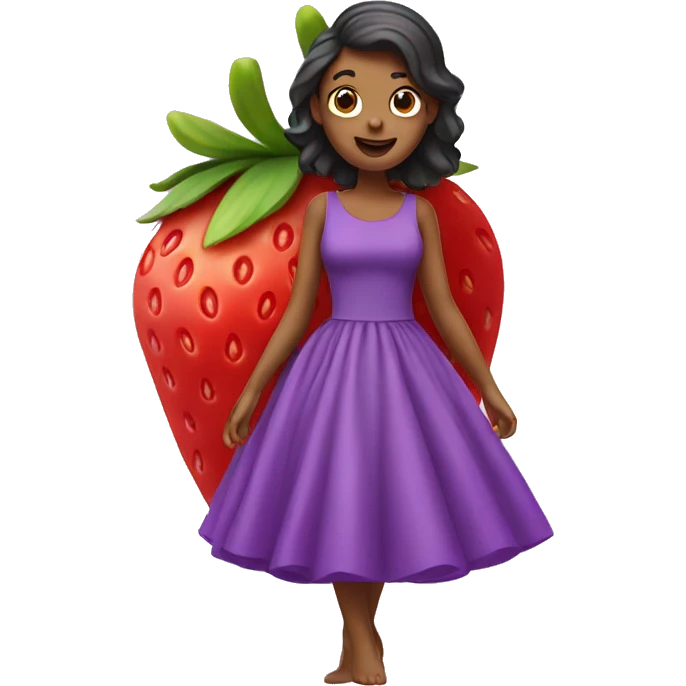 Strawberry wearing a purple dress emoji