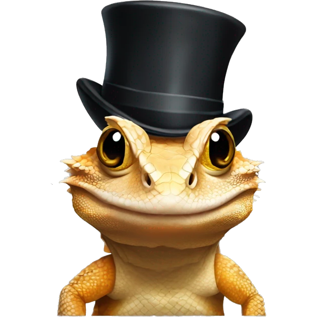 bearded dragon with a top hat emoji