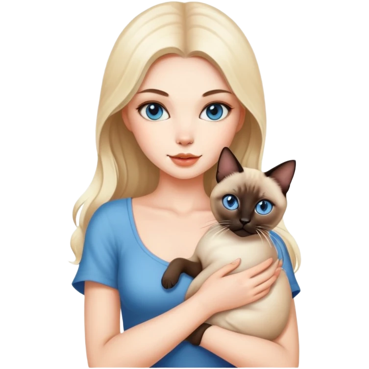 A beautiful and sexy white girl holding a Siamese cat emoji
