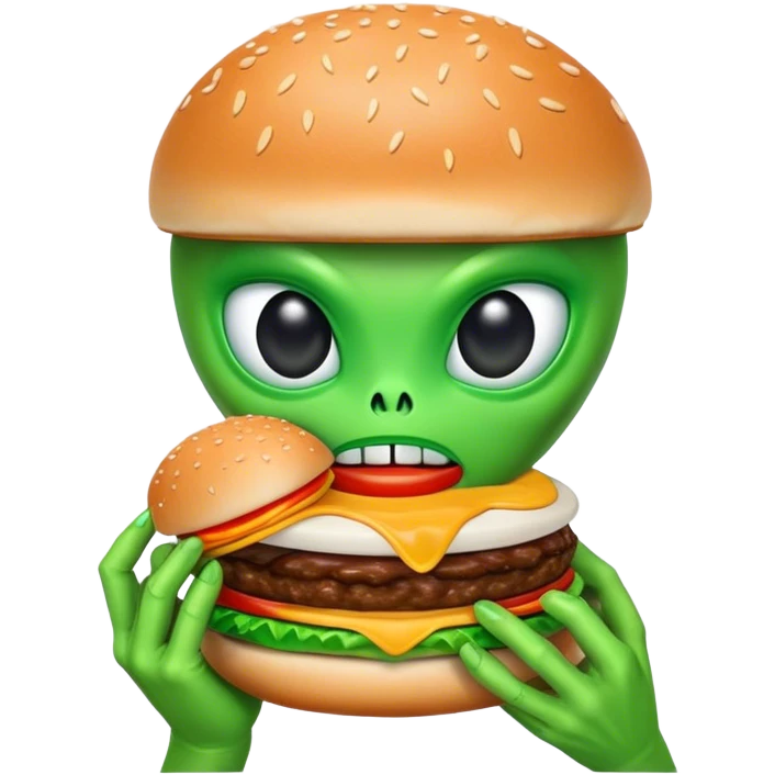 Alien eating burger emoji