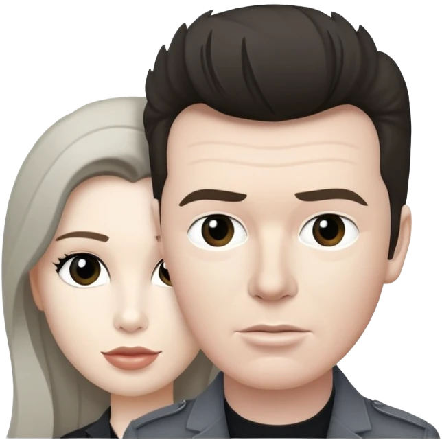 Gray picture of Rick Astley ( along with the background ) with Selene Delgado’s face emoji