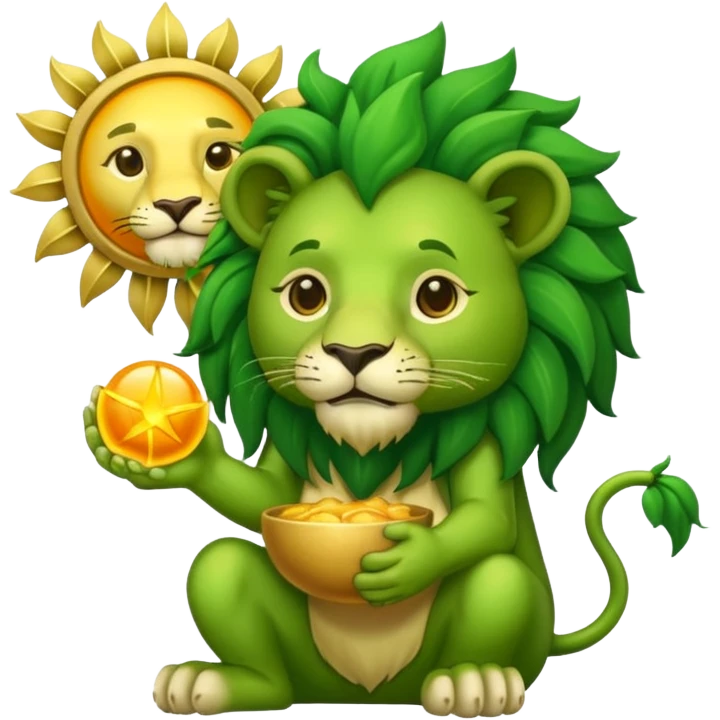 Alchemist style green lion eating sun emoji
