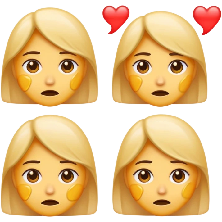 Embarrassed sweating face, followed by three female emoji icons in a row emoji