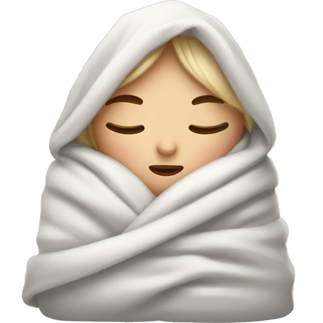 Cozy white girl wrapped in blanket with her eyes closed  emoji