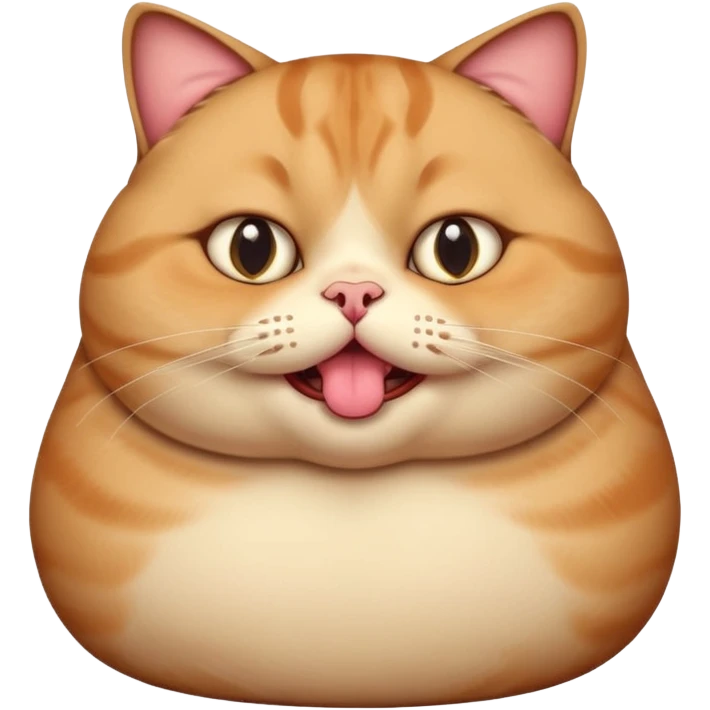fat obese cat with giant eyes and giant tongue out emoji