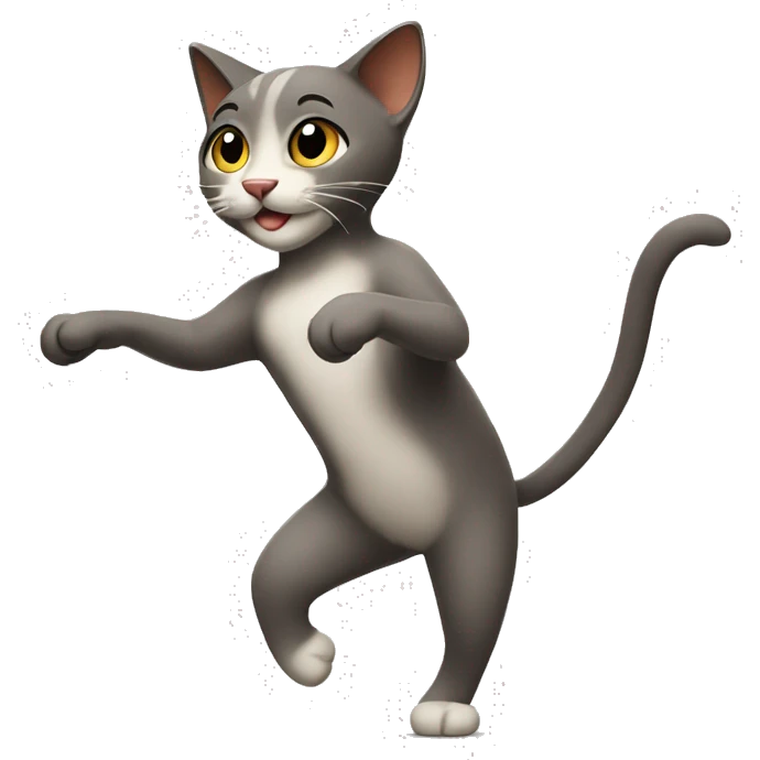 strangely proportioned dancing cat emoji