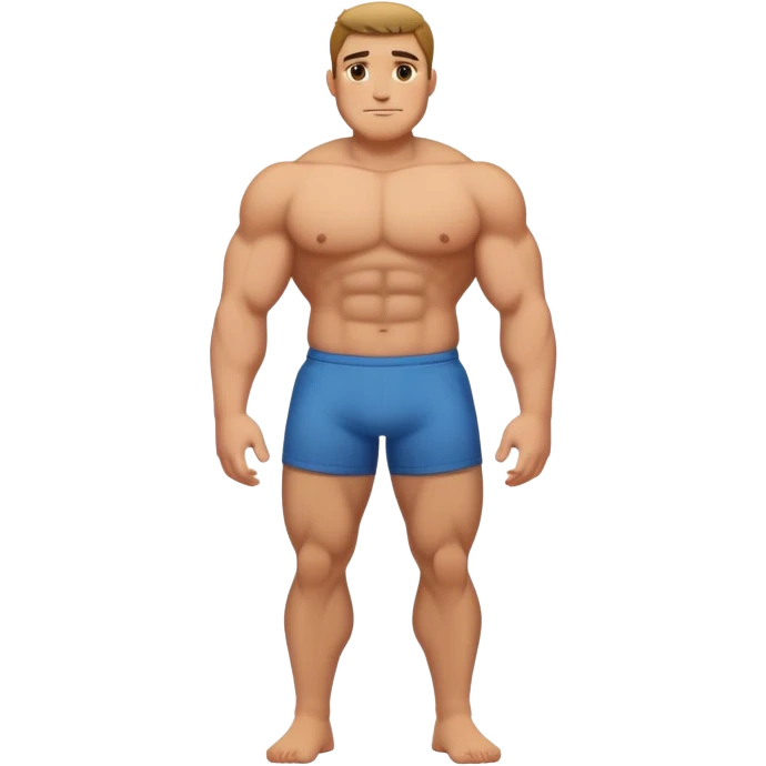 full body bulky male figure standing, muscular build, broad shoulders, not too overweight but not skinny emoji