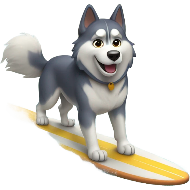 Husky on surfboard emoji
