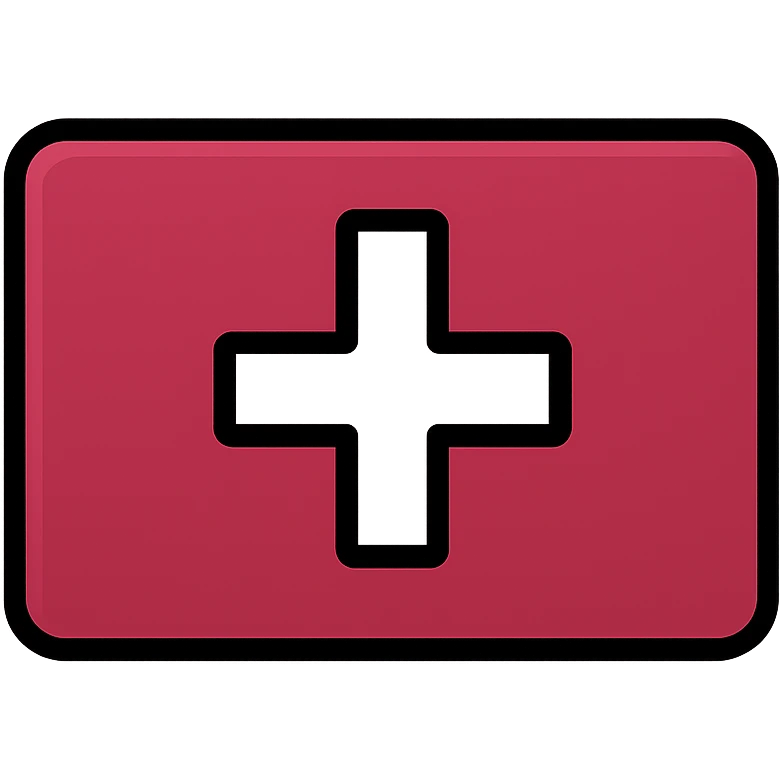 maroon rectangle with a white cross in the middle, color outline style emoji