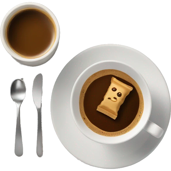 Top view coffee and protein bar on a small plate  emoji