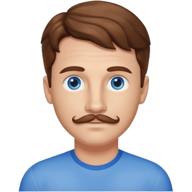 Benson Boone (b.2002) blue eyes, brown wavy hair and thin mustache emoji