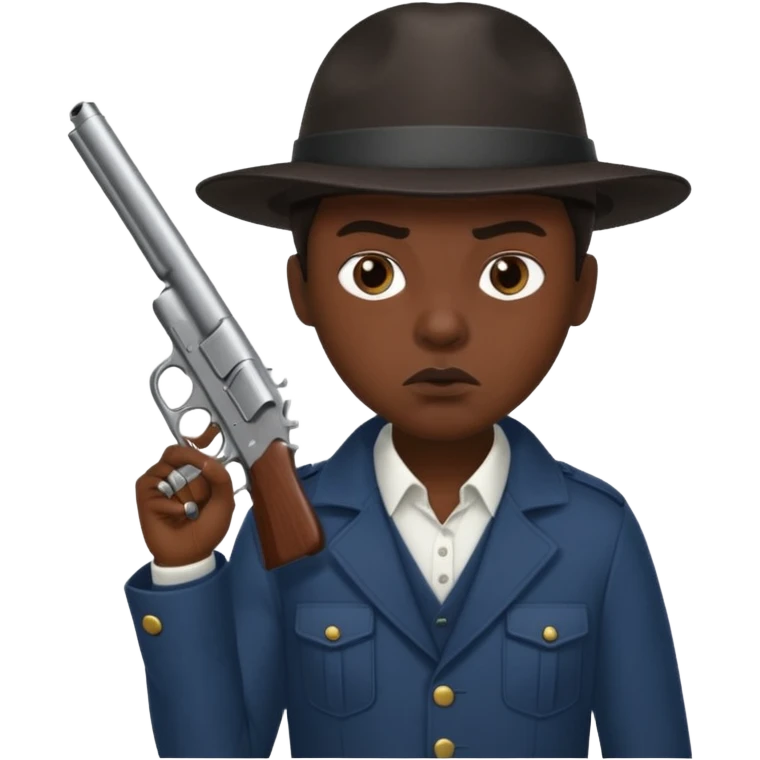 Blunt in mouth. Dress like yn. Holding a gun emoji
