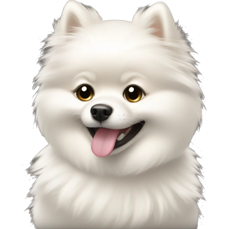 girl smiling hug white pomeranian emoji