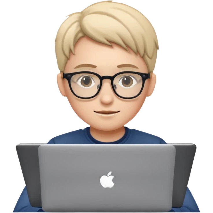 un estudiante con lentes y su laptop emoji