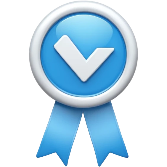 verified badge emoji, checkmark in a ribbon emoji