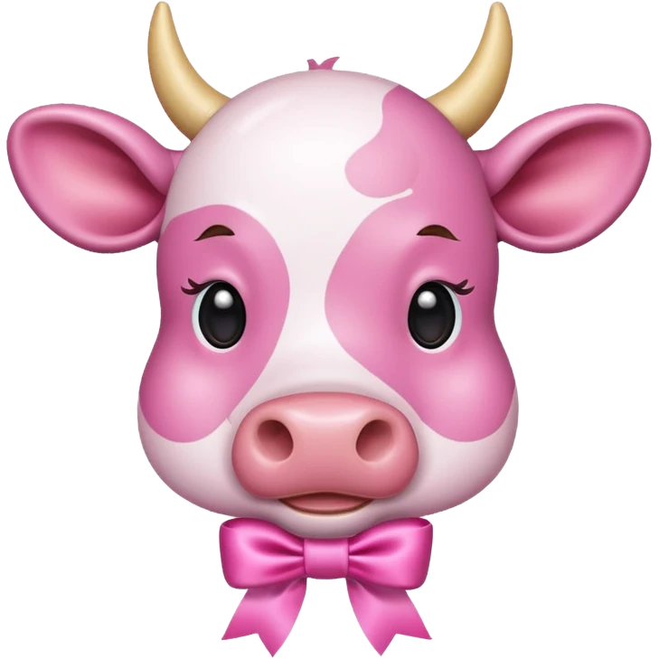 Pink cow with ribbon emoji