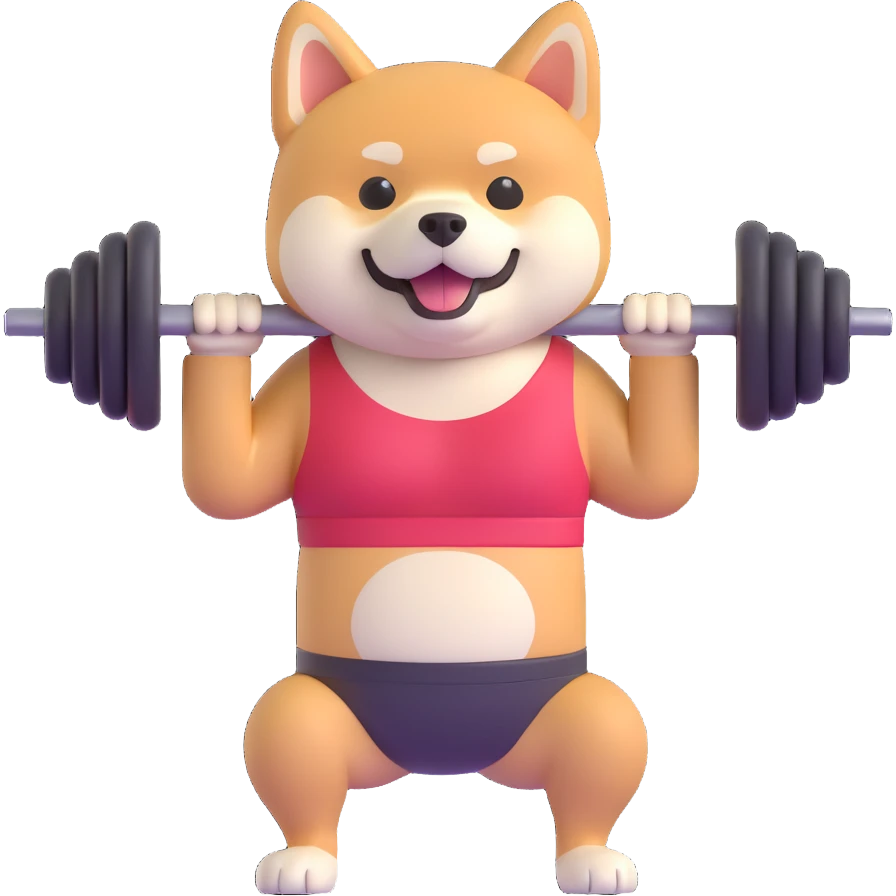 cute shiba inu, lifting weights emoji