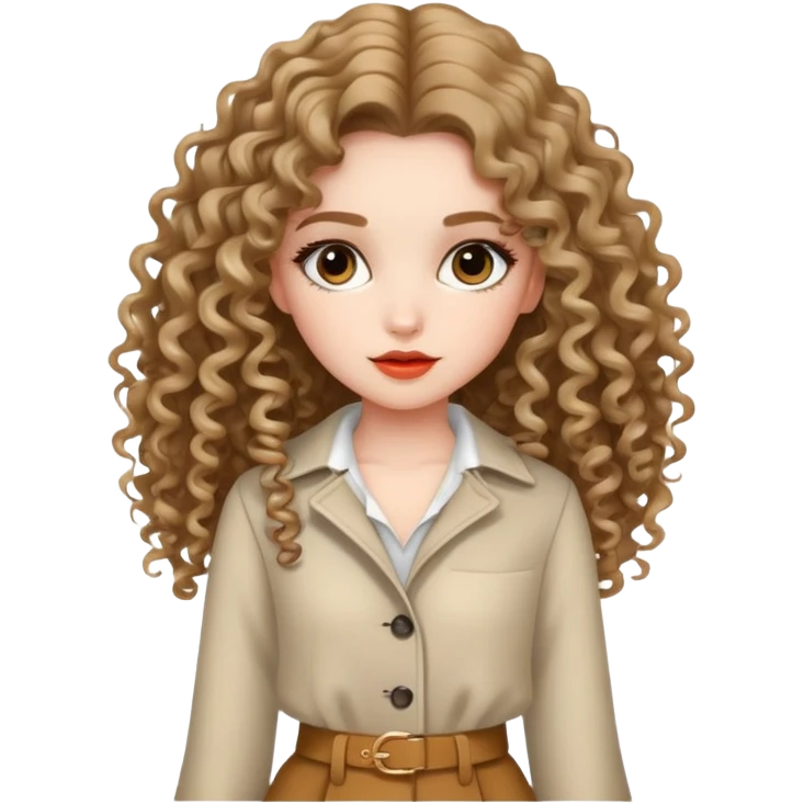 Fashionable girl with stylish outfit and long curly hair emoji